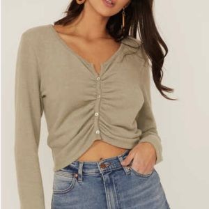 Women's Olive Green Ruched Top